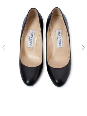 Jimmy Choo Black Leather Round-Toe Pumps